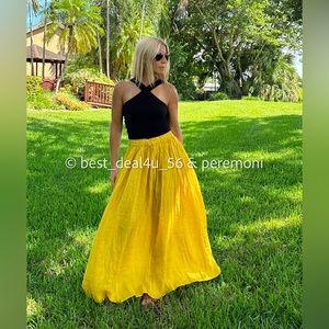 ZARA NWT MUSTARD YELLOW MAXI LONG RAMIE BOHO SKIRT AND SHIRT (Medium)